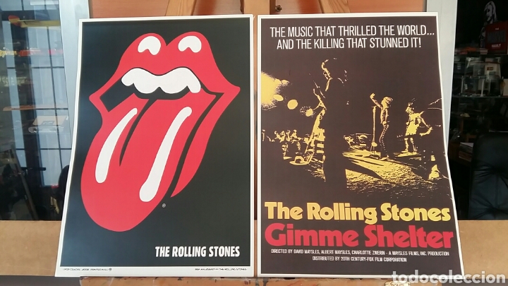 M&uacute;sica de colecci&oacute;n: ROLLING STONES - PAREJA de CARTELES TIPO LITOGRAFIA: GIMME SHELTER y LENGUA para enmarcar
