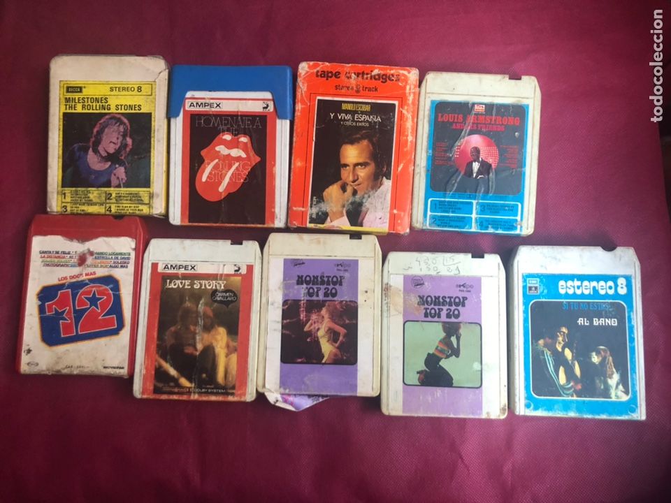 M&uacute;sica de colecci&oacute;n: STEREO 8-CARTUCHO DE 8 PISTAS-LOTE 9 CARTUCHOS THE ROLLING STONES, MANOLO ESCOBAR ETC..