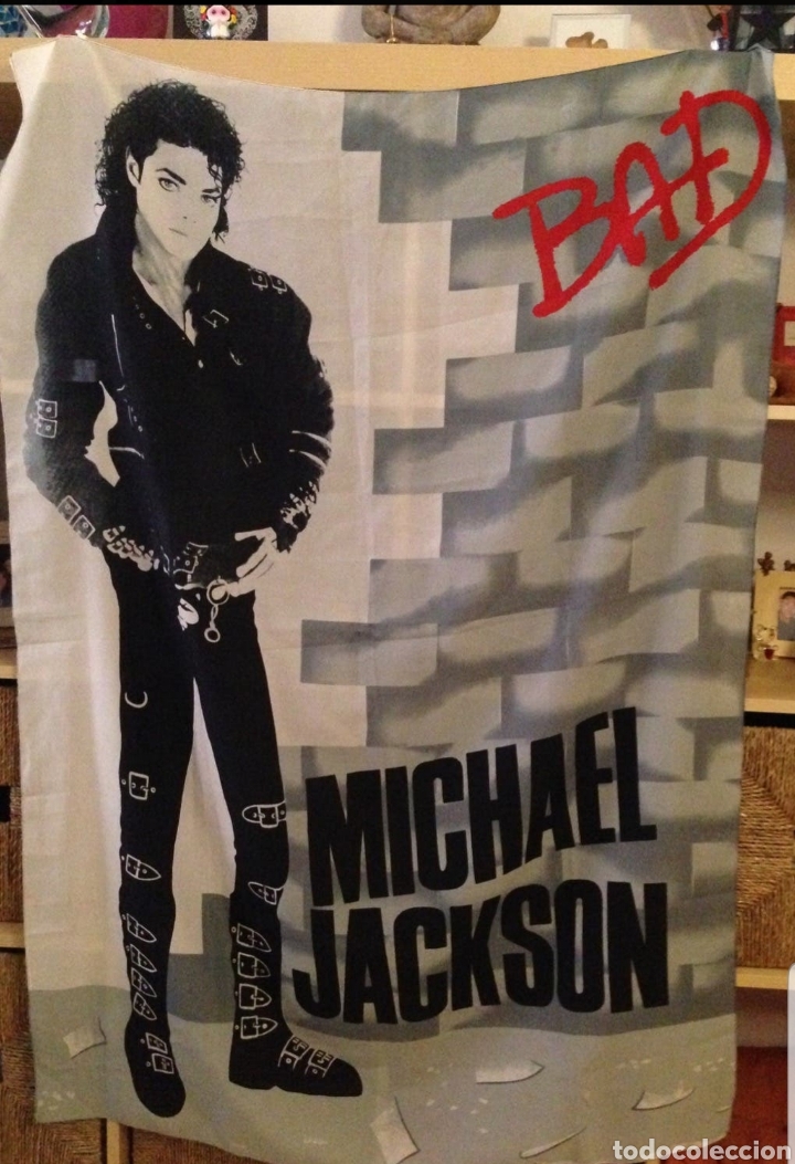 M&uacute;sica de colecci&oacute;n: Bandera tela Michael Jackson.130x97cm