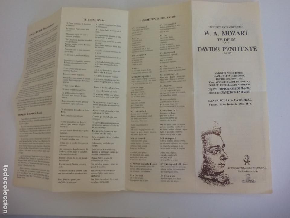 M&uacute;sica de colecci&oacute;n: FOLLETO CONCIERTO EXTRAORDINARIO W.A. MOZART. 1993. IGLESIA CATEDRAS SEVILLA