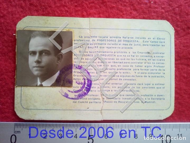 M&uacute;sica de colecci&oacute;n: 1931 PROFESOR DE ORQUESTA JAZZ CARNET TARJETA PROFESIONAL DE IDENTIDAD RESTAURADO C1