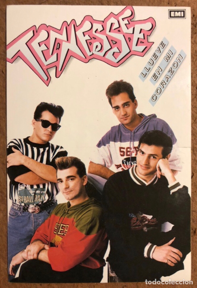 Musica di collezione: TENNESSEE &ldquo;LLUEVE EN MI CORAZ&Oacute;N&rdquo; (1991). PEGATINA PROMOCIONAL DISCOGR&Aacute;FICA EMI.