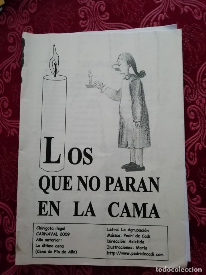 M&uacute;sica de colecci&oacute;n: Carnaval de C&aacute;diz libreto chirigota ilegal Los que no paran en la cama
