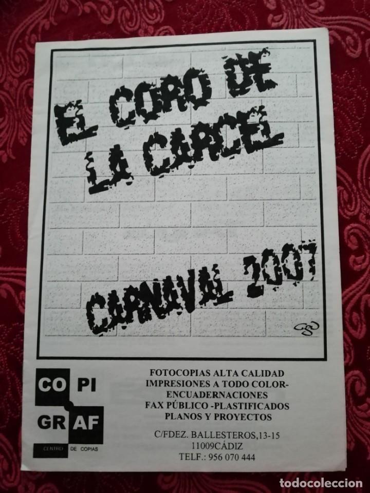 M&uacute;sica de colecci&oacute;n: Carnaval de C&aacute;diz libreto chirigota ilegal el coro de la c&aacute;rcel