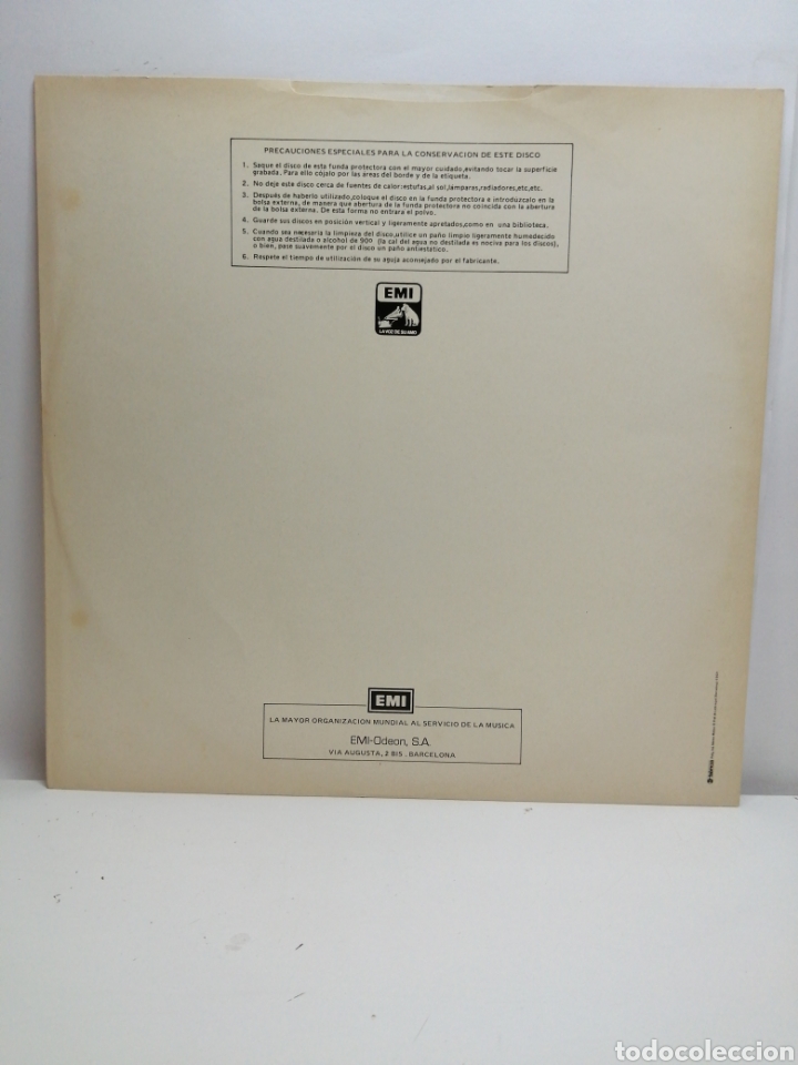 M&uacute;sica de colecci&oacute;n: EMI, FUNDA INTERIOR LP EN PAPEL GRUESO