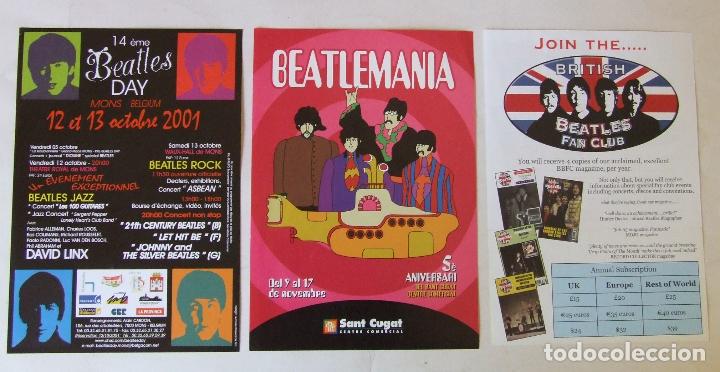 M&uacute;sica de colecci&oacute;n: LOTE 3 FLYERS PUBLICITARIOS EVENTOS BEATLES