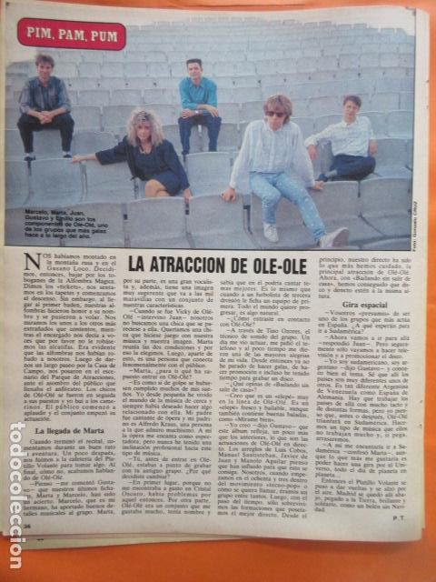 M&uacute;sica de cole&ccedil;&atilde;o: ARTICULO 1986 - LA LLEGADA DE MARTA SANCHEZ A OLE OLE - 22 x 28 CM 1 PAGINA