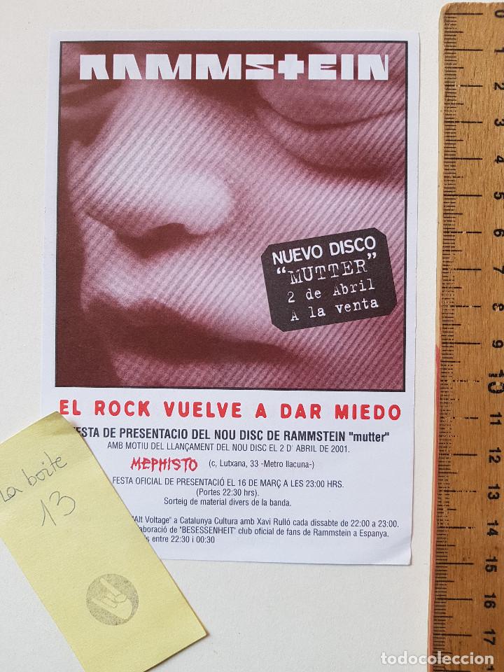 M&uacute;sica de colecci&oacute;n: FLYER RAMMSTEIN MUTTER 2001 MEPHISTO - Foto 1
