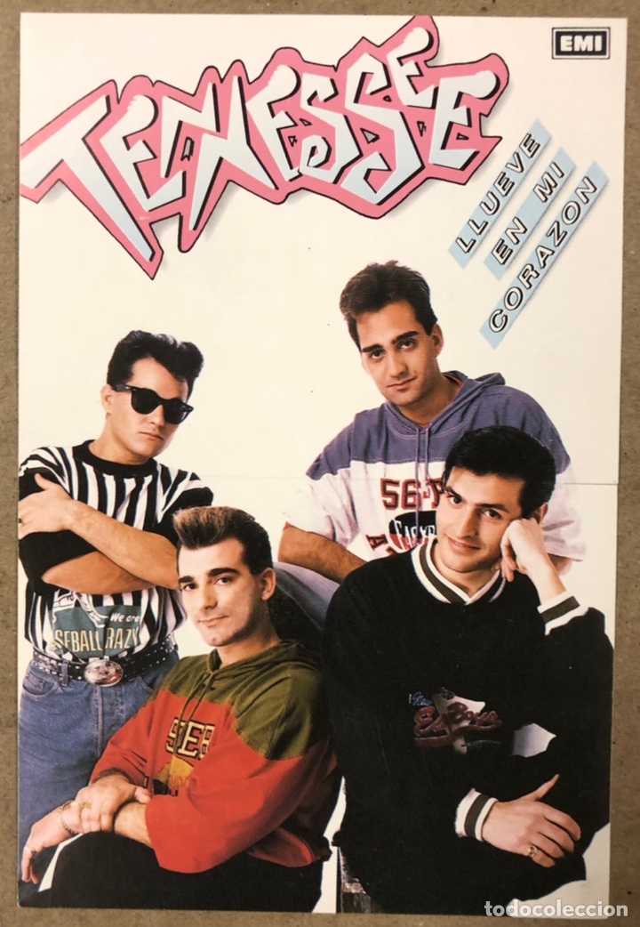 M&uacute;sica de colecci&oacute;n: TENNESSEE &ldquo;LLUEVE EN MI CORAZ&Oacute;N&rdquo; (1991). PEGATINA PROMOCIONAL DISCOGR&Aacute;FICA EMI.