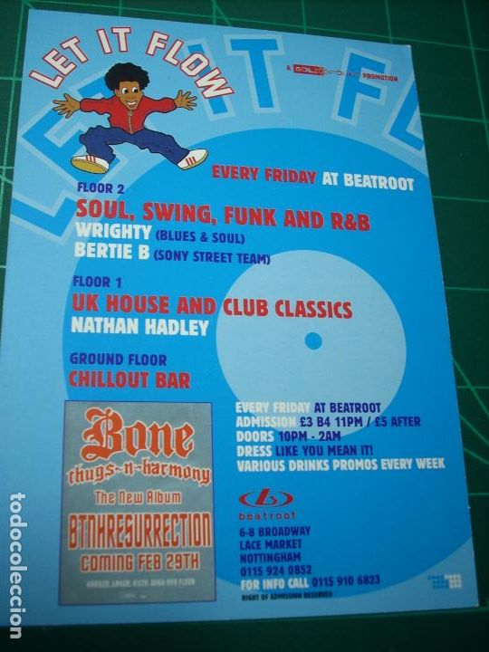 M&uacute;sica de colecci&oacute;n: FLYER LET IT FLOW-BEATROOT NOTTINGHAM 2001.WRIGHTY-BERTIE B-NATHAN HADLEY - Foto 2