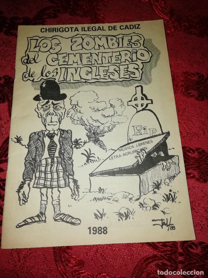 M&uacute;sica de colecci&oacute;n: Carnaval de C&aacute;diz libreto chirigota ilegal Los zombies de cementerio de los ingleses 1988