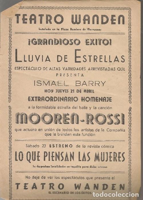 M&uacute;sica de colecci&oacute;n: programa TEATRO WANDEN MELILLA a&ntilde;os 50, espectaculo, LLUVIA DE ESTRELLAS,