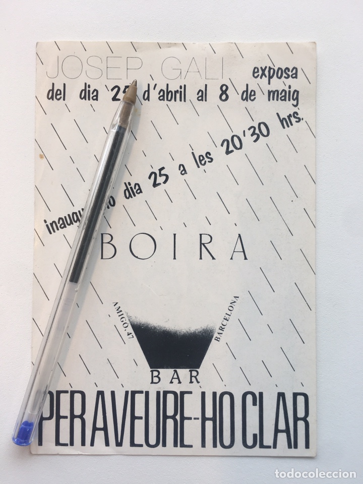 M&uacute;sica de colecci&oacute;n: Flyer bar Boira Barcelona, c/ Amigo 47 Exposici&oacute;n Josep Gali