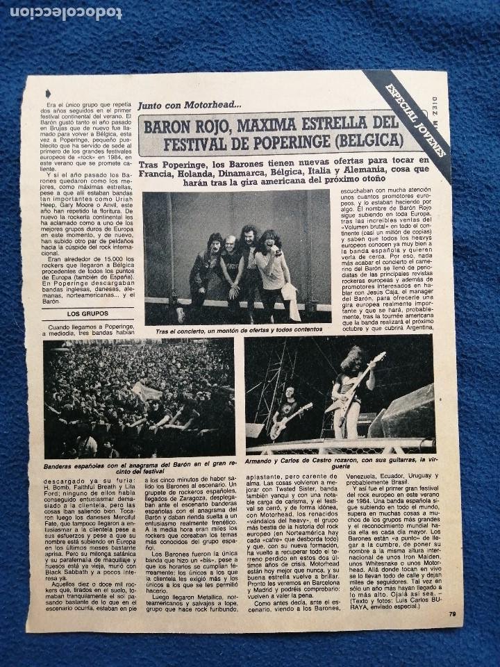 Música de colección: BARON ROJO,RECORTE DE PRENSA REVISTA DIEZ MINUTOS,1984. POPERINGE (BELGICA) - Foto 1 - 247494610