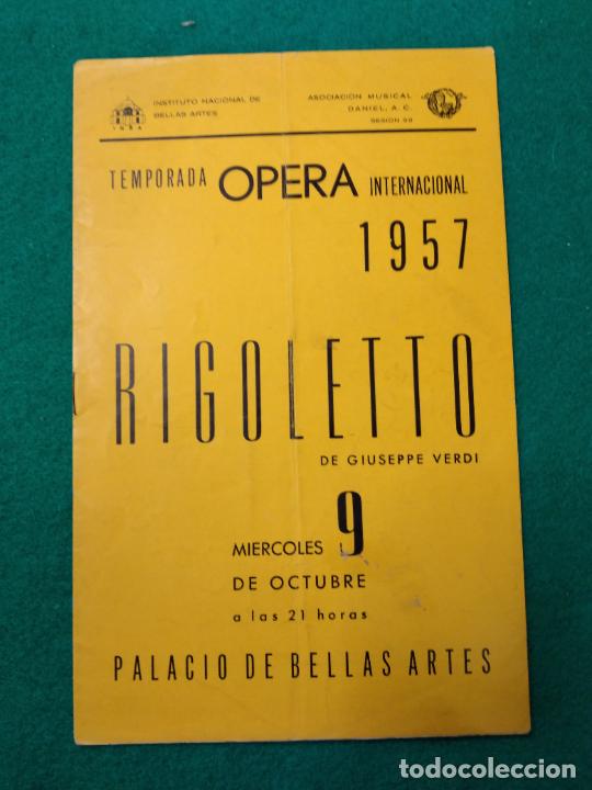 M&uacute;sica de colecci&oacute;n: OPERA. RIGOLETTO. GIUSEPPE VERDI. TEMPORADA INTERNACIONAL 1957. PALACIO DE BELLAS ARTES