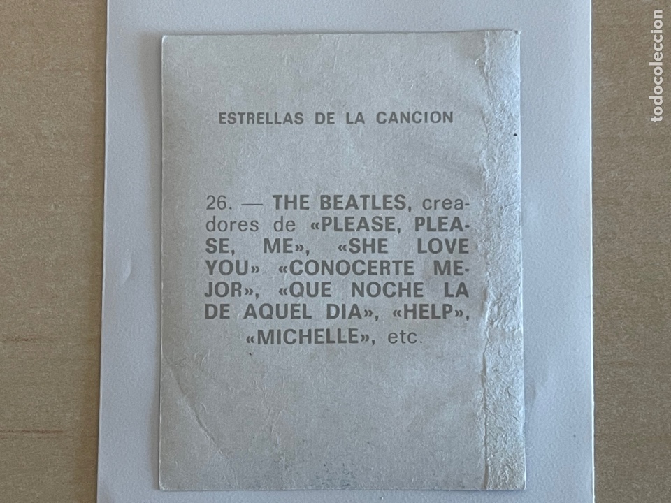M&uacute;sica de colecci&oacute;n: BEATLES - Cromo num. 26 &ldquo; ESTRELLAS DE LA CANCION &ldquo; - Foto 2