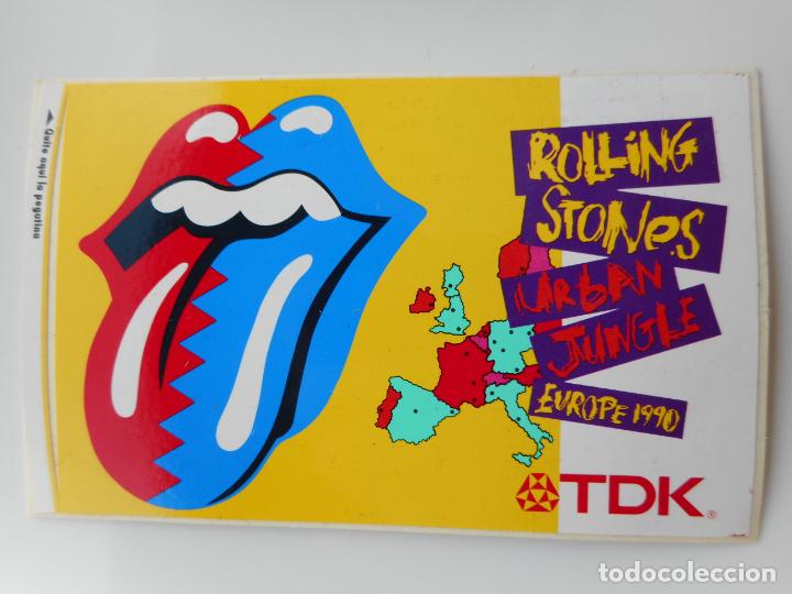 M&uacute;sica de colecci&oacute;n: ANTIGUA PEGATINA CUPON.THE ROLLING STONES. URBAN JUNGLE.EUROPE 1990. CASETE TDK.