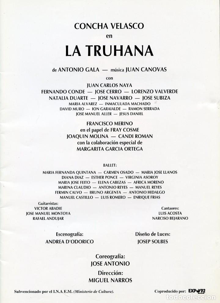M&uacute;sica de colecci&oacute;n: PROGRAMA DE LUJO DE LA THUHANA, CONCHA VELASCO. 1992. &iexcl;FIRMADO! - Foto 2