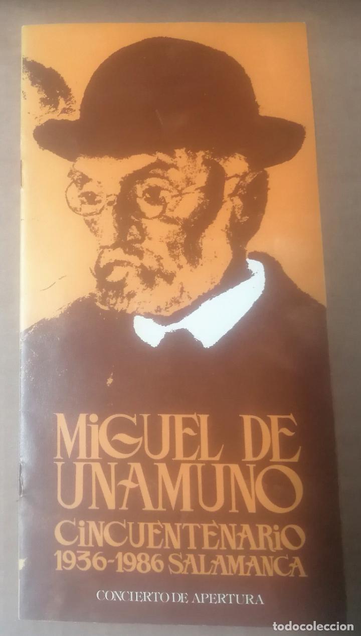 M&uacute;sica de colecci&oacute;n: Miguel de Unamuno. Cincuentenario 1936-1986. Salamanca. concierto de apertura