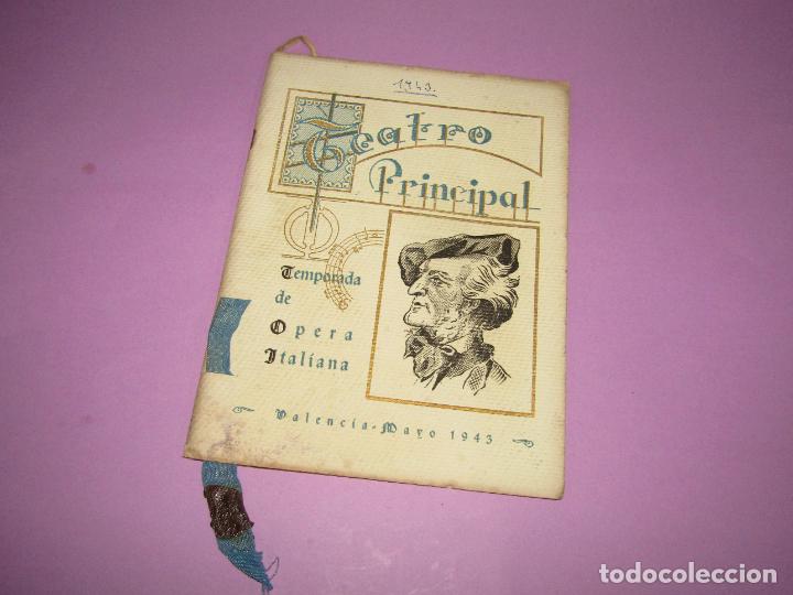 Musiksammlung: Antiguo Programa Temporada de &Oacute;PERA ITALIANA Teatro Principal de Valencia Octubre del A&ntilde;o 1943