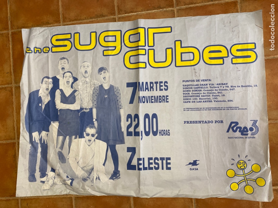 M&uacute;sica de colecci&oacute;n: Cartel p&oacute;ster concierto The Sugar Cubes Zeleste RNE sugarcubes bjork