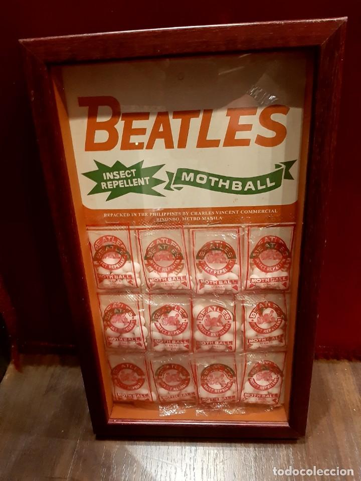 M&uacute;sica de colecci&oacute;n: THE BEATLES INSECT REPELLENT A&Ntilde;OS 60 BLISTER COMPLETO Y ENMARCADO MEDIDAS 39 X 23 Cms (GBM)