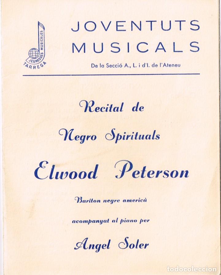M&uacute;sica de colecci&oacute;n: 1962 JOVENTUTS MUSICALS TARREGA REPERTORI ESCENES BIBLIQUES NEGRO SPIRITUALS ELWOOD PETERSON BARITON