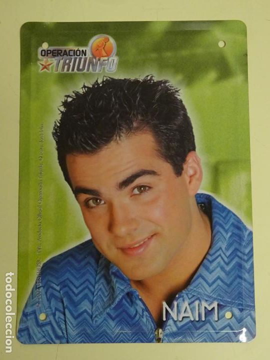 Musique de collection: CARTEL CHAPA DE METAL. OPERACI&Oacute;N TRIUNFO OT 2002. PRIMERA EDICI&Oacute;N. NAIM THOMAS. 17,5X12,5CM