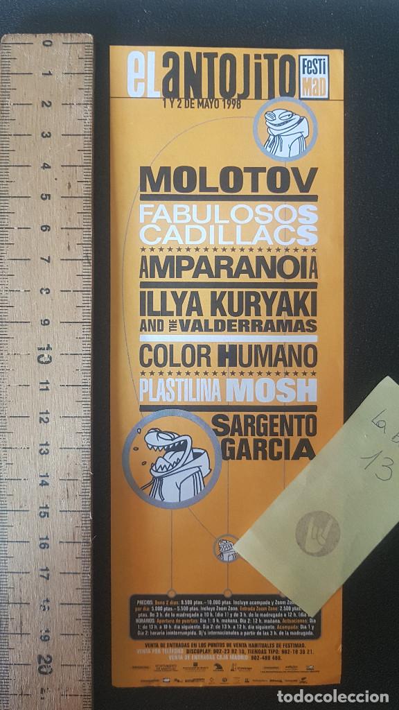 M&uacute;sica de cole&ccedil;&atilde;o: FLYER FESTIMAD EL ANTOJITO A&Ntilde;O 1998 MOLOTOV-PLASTILINA MOSH-SARGENTO GARCIA-AMPARANOIA-
