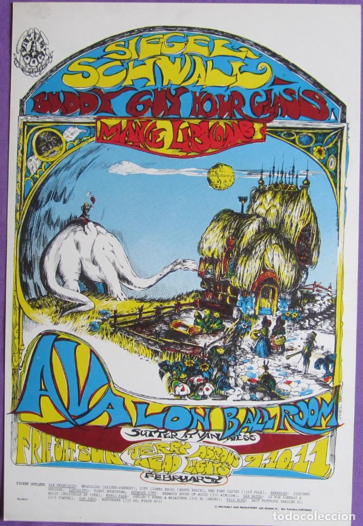 Musica di collezione: POSTER FAMILY DOG - AVALON BALLROOM: SIEGEL SCHWALL BAND, BUDDY GUY, HOUR GLASS. 36x51 Cms.