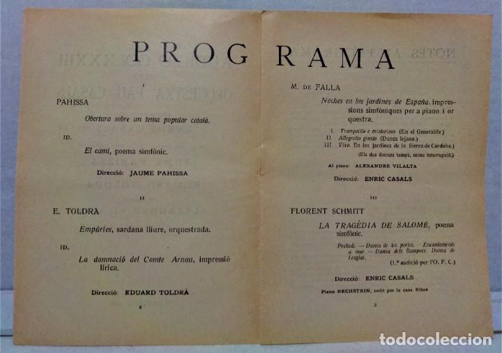 M&uacute;sica de colecci&oacute;n: PROGRAMA ORQUESTRA PAU CASALS. 27-OCTUBRE 1932. - Foto 2