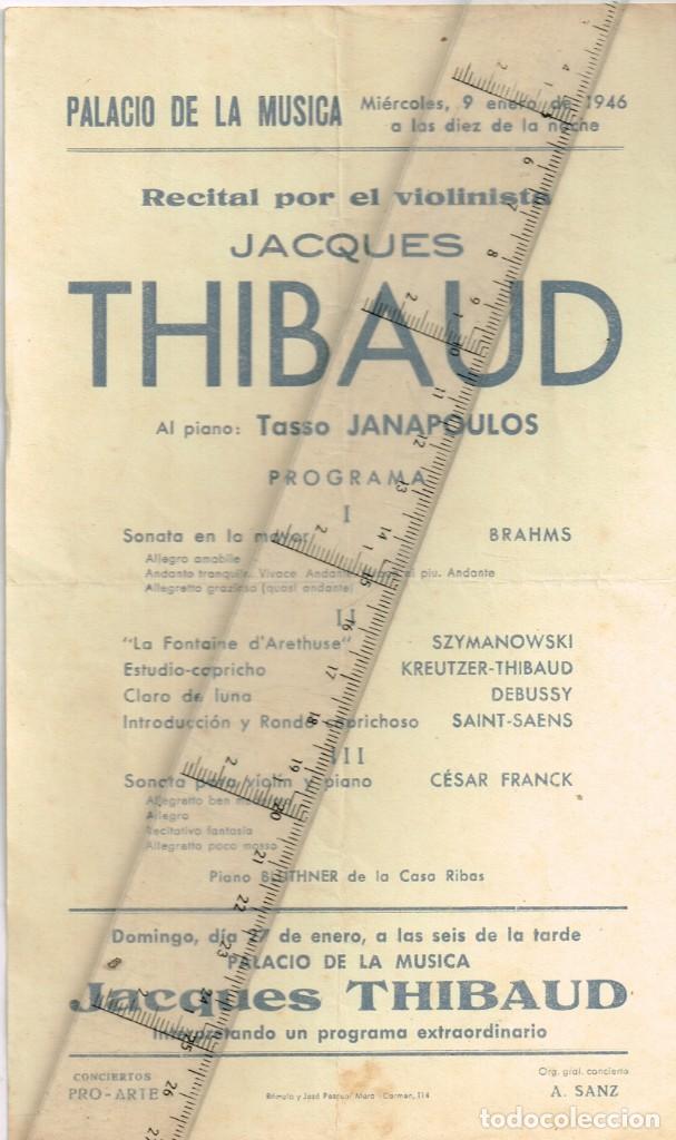 Musica di collezione: 1946 Palacio de la M&uacute;sica (El Palau) Recital Violinista Jacques Thibaud; al Piano: Tasso Janapoulos
