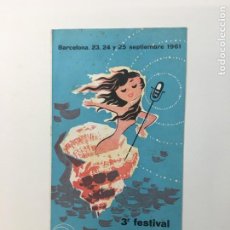Música de colección: DIPTICO. 3R. FESTIVAL DE LA CANCIÓN MEDITERRÁNEA. BARCELONA, 23, 24 Y 25 / 9 / 1961.. Lote 362714830