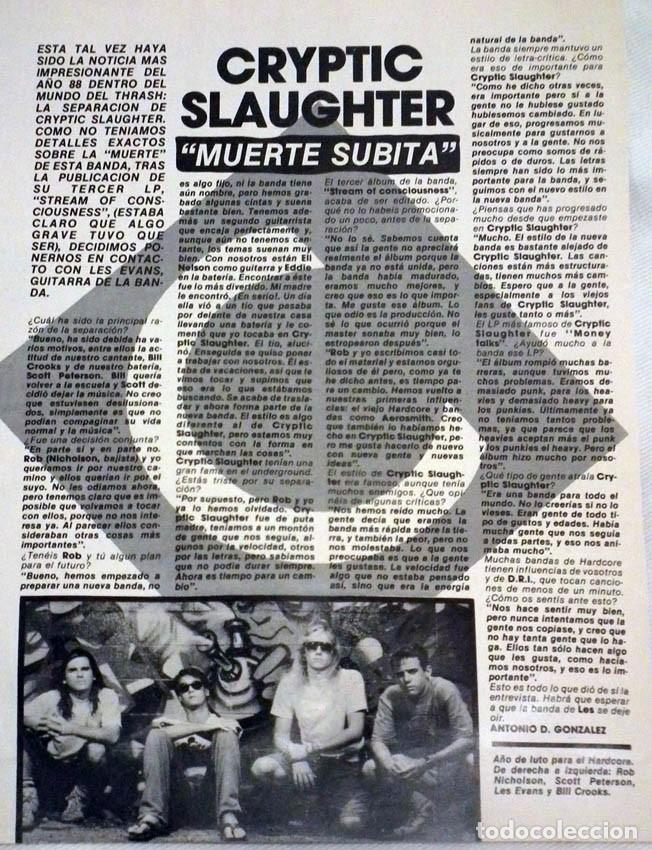 Musica di collezione: MAGAZINE CLIPPINGS CRYPTIC SLAUGHTER PAGINA DE REVISTA