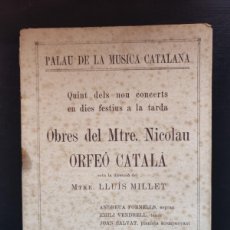 Música de colección: PALAU DE LA MUSICA. OBRES DEL MESTRE NICOLAU. ORFEO CATALA. 1921.JJZ. Lote 386595384