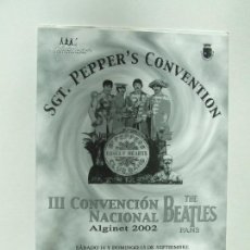 Música de colección: PROGRAMA III CONVENCION BEATLES FANS ALGINET VALENCIA 2002 + POSTAL + HOJAS