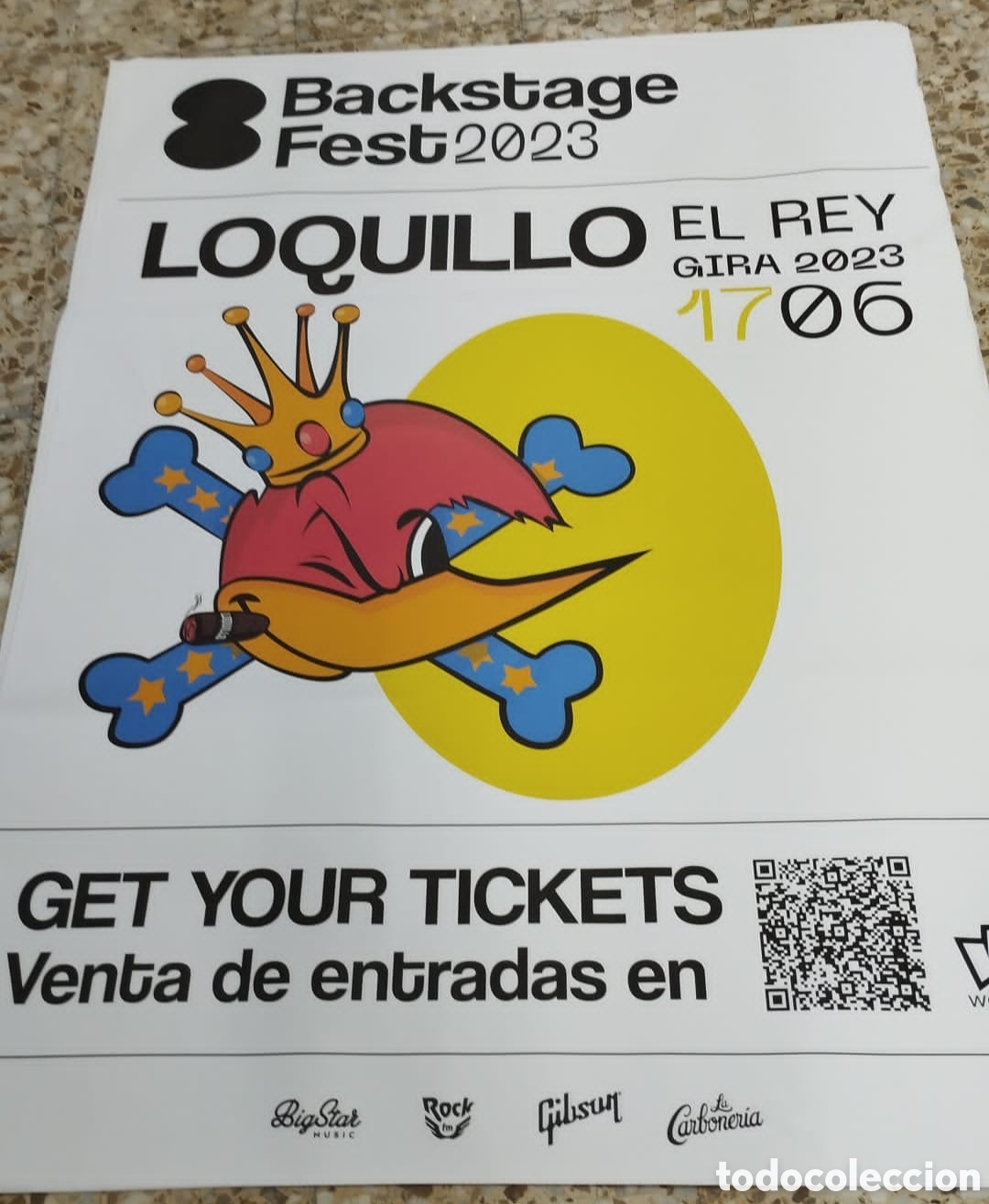 M&uacute;sica de colecci&oacute;n: Cartel poster Loquillo el rey gira 2023 17 junio backstage fest 2023 1,40 x 1,00 en perfecto estado