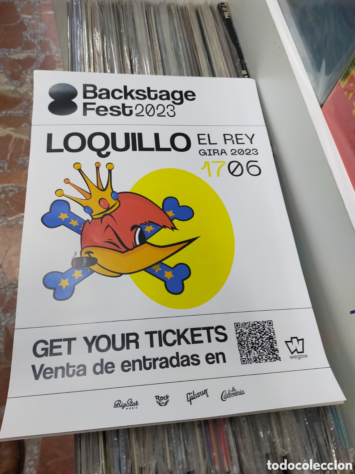 M&uacute;sica de colecci&oacute;n: Cartel LOquillo el rey gira 2023 17 junio backstage fest 2023 0,42 x 0,30 en perfecto estado