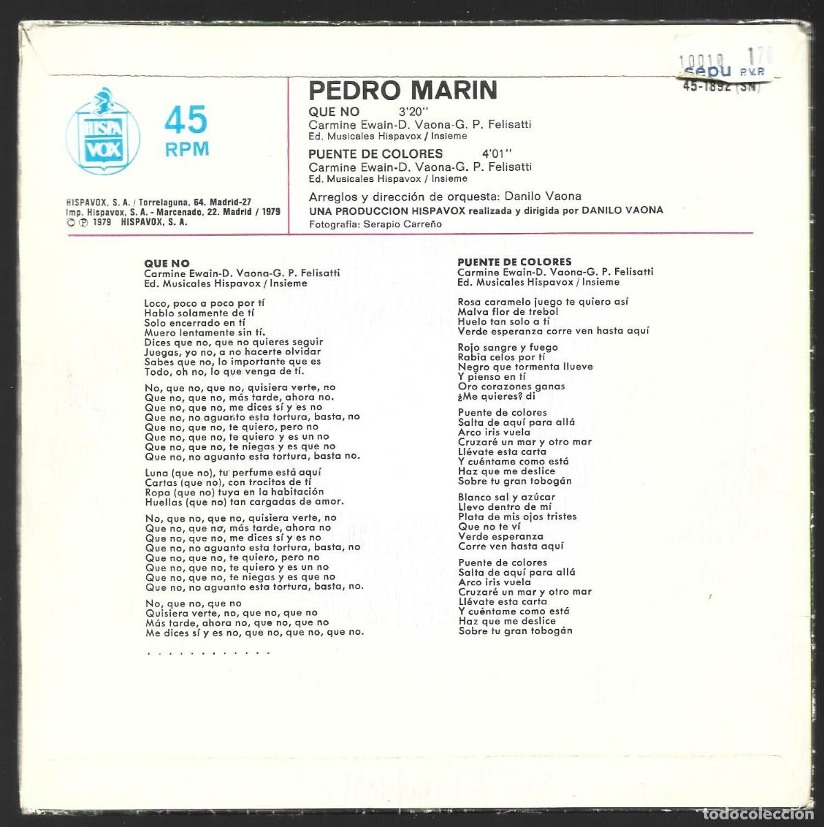 M&uacute;sica de colecci&oacute;n: 1 disco antiguo pedro martin - Foto 2