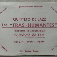 Música de colección: TARJETA PUBLICITARIA. QUINTETO TRAS-HUMANTES. PALMA DE MALLORCA.