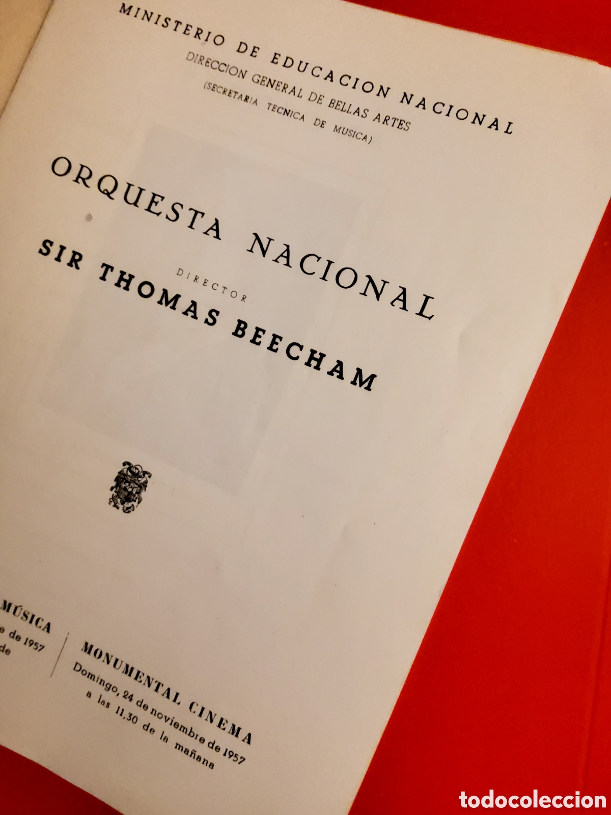 Programa de mano, 1957, dir. Thomas Beecham, Orquesta Nacional. Espa&ntilde;a.