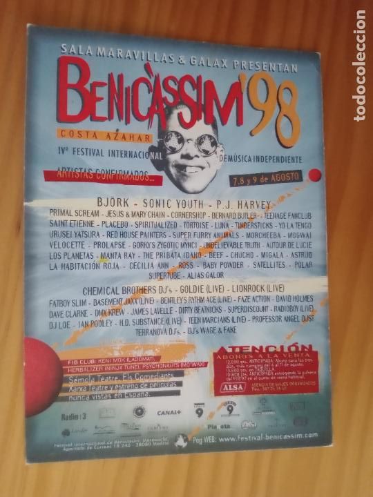 M&uacute;sica de colecci&oacute;n: Festival de Benicassim 1998. Postal - Foto 1