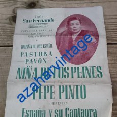 Música de colección: PROGRAMA TEATRO SAN FERNANDO. LA NIÑA DE LOS PEINES Y PEPE PINTO. ESPAÑA Y SU CANTAORA.SEVILLA 1949.