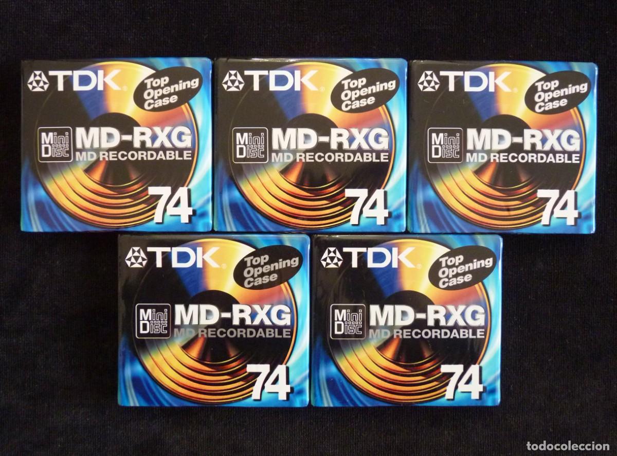 M&uacute;sica de colecci&oacute;n: LOTE DE 5 MINI DISC REGRABABLES TDK MD-RXG 74 PRECINTADOS, NUEVOS. MINIDISC MD RECORDABLE