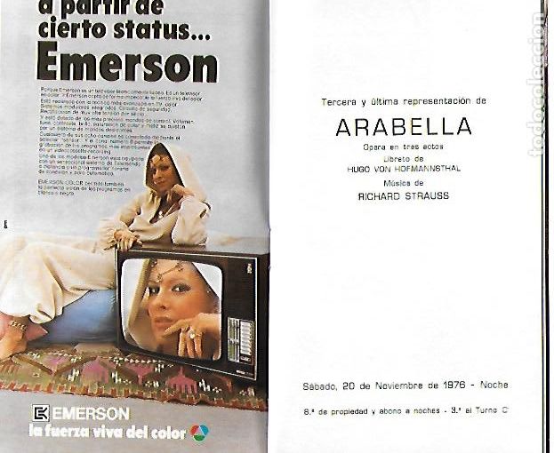 M&uacute;sica de colecci&oacute;n: Programa Gran Teatro del Liceo. Temporada 1976-77. Arabella / R. Strauss. 17x10cm. 32 p.
