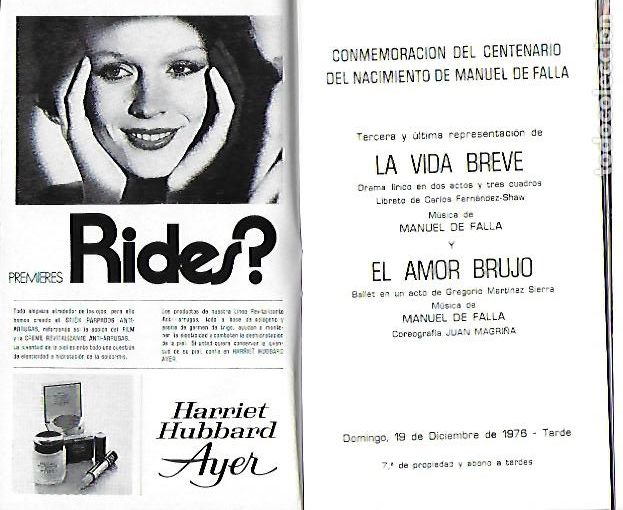 M&uacute;sica de colecci&oacute;n: Programa Gran Teatro del Liceo. Temporada 1976-77. El Amor Brujo / M. de Falla. 17x10cm. 32 p.