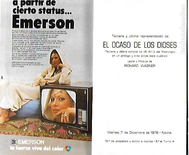 M&uacute;sica de colecci&oacute;n: Programa Gran Teatro del Liceo. Temporada 1976-77. El Ocaso de los Dioses / R. Wagner.17x10cm. 32 p.