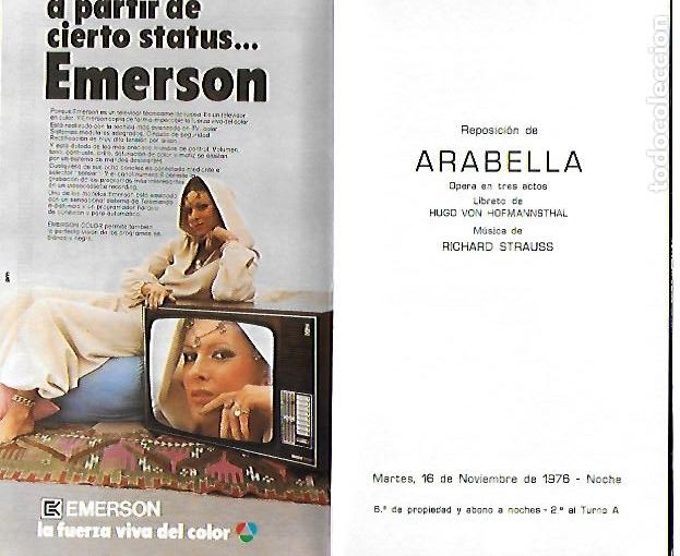M&uacute;sica de cole&ccedil;&atilde;o: Programa Gran Teatro del Liceo. Temporada 1976-77. Arabella / R. Strauss. 17x10cm. 32 p.