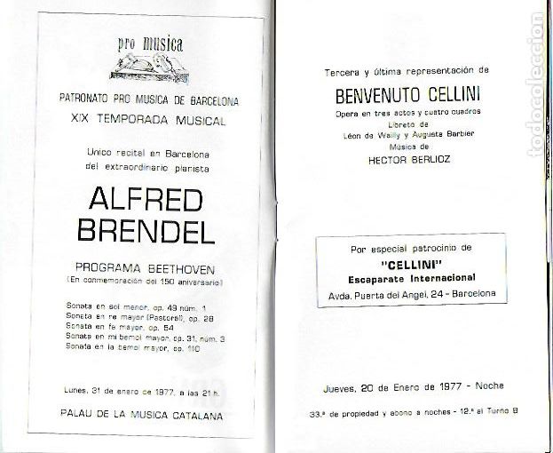 M&uacute;sica de cole&ccedil;&atilde;o: Programa Gran Teatro del Liceo. Temporada 1976-77. Benvenuto Cellini / H. Berlioz. 17x10cm. 32 p.