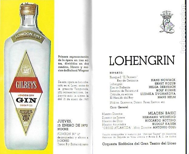 M&uacute;sica de cole&ccedil;&atilde;o: Programa Gran Teatro del Liceo. Temporada 1969-70. Lohengrin / R. Wagner. 17x10cm. 52 p.